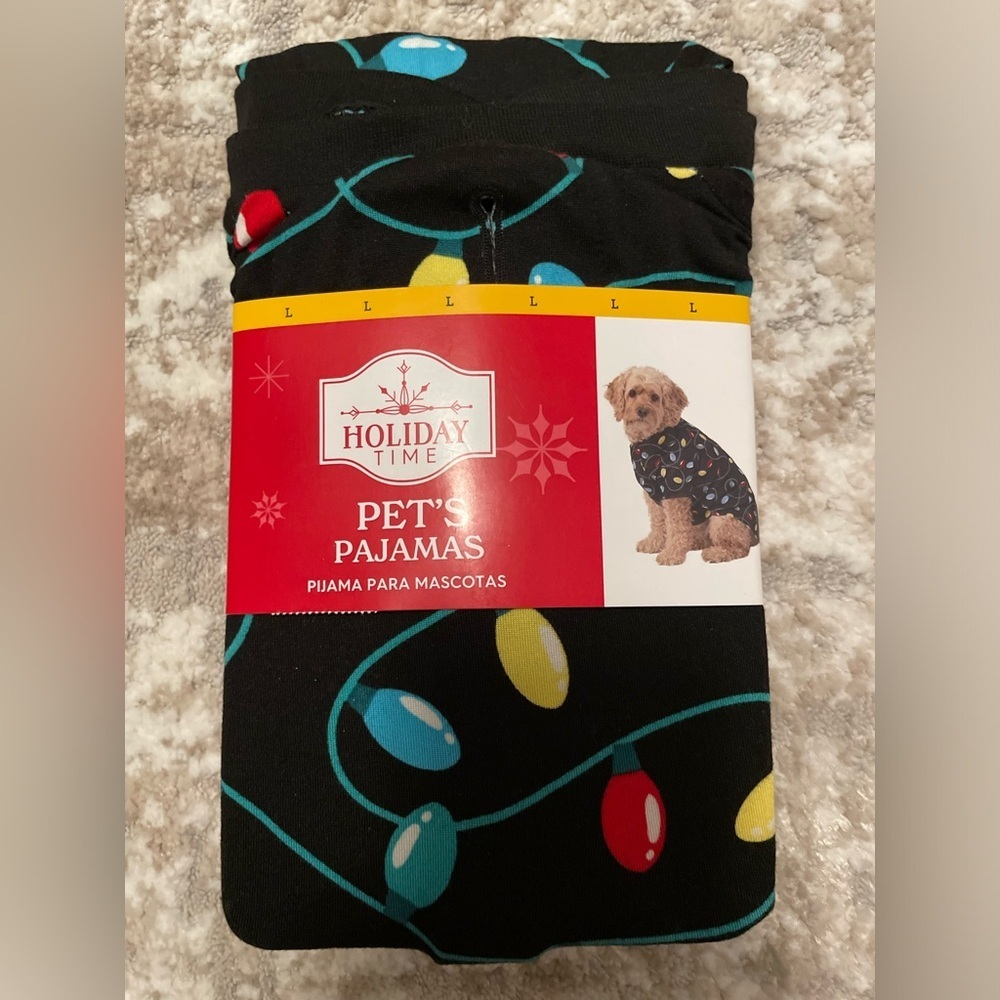Holiday Time Pet Pajamas with Festive lights Pattern size L-NWT
